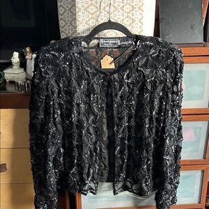 Robert Anthony Black silk Sequin Lace Jacketsize medium
